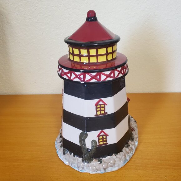 Lighthouse & Lighthouse Keeper’s Cottage Cookie Jar, 12” No Cracks Chips - Picture 3 of 13